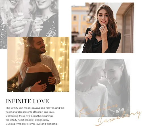 Miniatura 7 de CDE Pulsera de eslabones con símbolo de corazón infinito para mujer, plata de ley 925, acero inoxidable, ajustable, joyería de aniversario, día