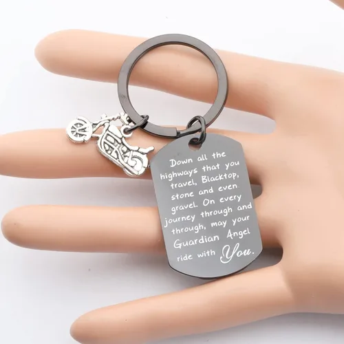 Miniatura 5 de FUSTMW Llavero de motociclista, regalo de motocicleta, llavero seguro para que tu ángel guardián viaje contigo, nuevo regalo para motociclista