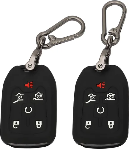 Miniatura 9 de TOMALL Paquete de 2 fundas para llavero GMC con llavero, funda de llave de goma de silicona de 5 botones compatible con GMC Acadia Sierra Terrain