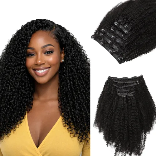 Miniatura 25 de Lashey - Extensiones de cabello con clip sin costuras, de cabello humano real, 7 unidades, 110 g, 14 pulgadas, color negro natural, lacio