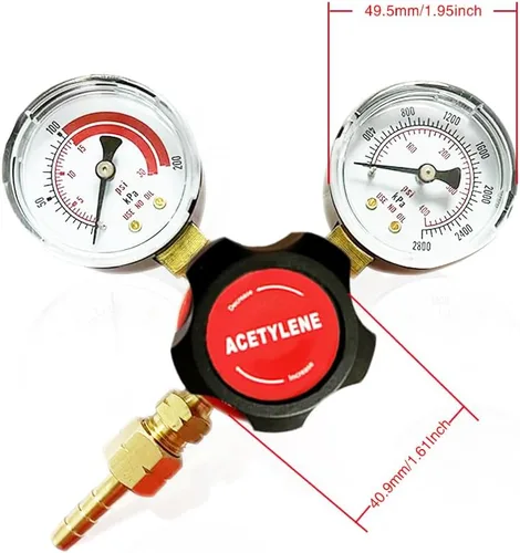 Miniatura 5 de Medidores de gas de soldadura duales, oxígeno (CGA-540) acetileno (CGA-200) Combo de reguladores (2 unidades), kit completo de latón para tanques