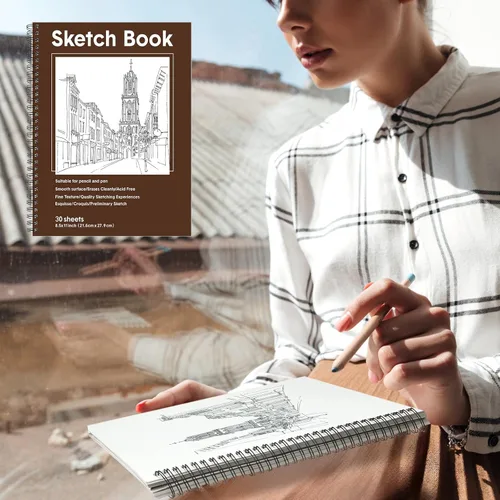 Miniatura 7 de Qilery 24 blocs de bocetos de 8.5 x 11 pulgadas, 30 hojas cada cuaderno de bocetos en espiral de 3.53 oz/m², papel de dibujo libre de ácidos