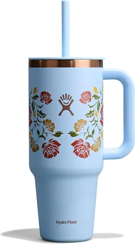 Miniatura 101 de Hydro Flask Vaso de Viaje con Asa, Tapa y Pajita - Acero Inoxidable Aislado en 24 Oz Aloe