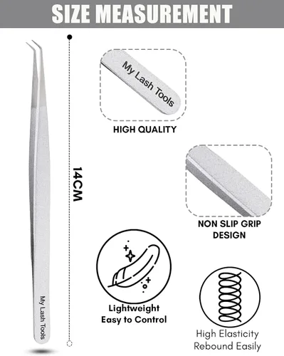 Miniatura 3 de Pinzas de aislamiento para extensión de pestañas, pinzas curvadas para aislamiento, acero inoxidable japonés de 5.5 in, lo mejor para aislamiento