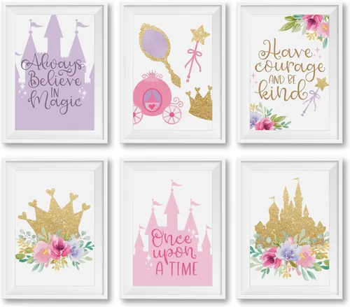 Miniatura 13 de Hadley Designs 6 decoraciones de sirena para habitación de niñas, arte de pared de sirena para dormitorio y baño, impresiones sin marco bajo el mar