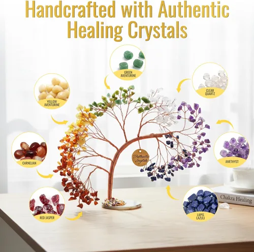 Miniatura 2 de Árbol de la vida de 7 chakras de cristal ANAYA AGATE – Árboles Bonsái de piedras preciosas curativas hechas a mano para decoración del hogar