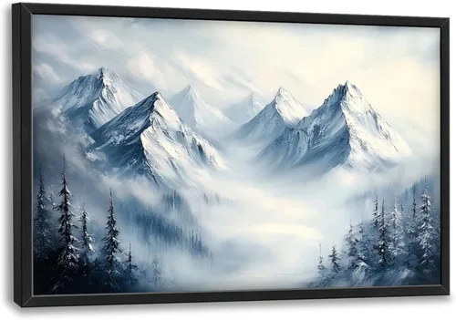 Miniatura 129 de Cuadros Grandes Enmarcados Arte de Pared para Sala de Estar, Lobos del Bosque Decoración de Pared de Gran Tamaño Lobo Animal Impresión en Lienzo