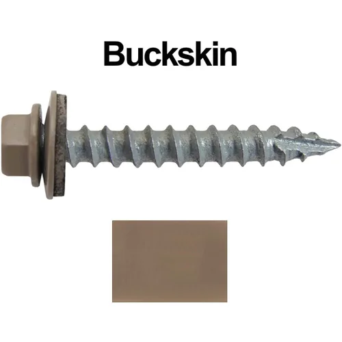 Miniatura 2 de Tornillos de metal para techos n.º 14 x 1-1/2 pulgadas, cabeza hexagonal de arandela de piel de buque Tornillo de techo de chapa metálica. Buckskin
