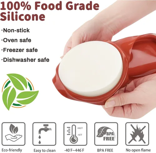 Miniatura 3 de JOERSH Molde de silicona antiadherente para huevos de 4 pulgadas, molde de silicona redondo grande para hornear panes de hamburguesas, bocados