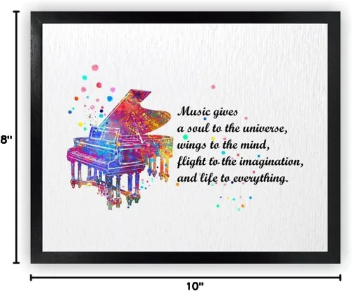 Miniatura 9 de Dignovel Studios Música de piano sin marco de 8 x 10 pulgadas da un alma al universo músico citas inspiradoras diciendo sabiduría acuarela impresión