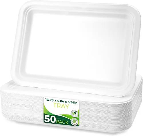 Miniatura 9 de 150 piezas 100% compostables platos de papel de 10 pulgadas, platos de fibra de caña de azúcar resistentes desechables ecológicos biodegradables