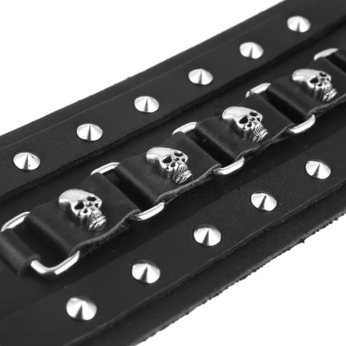 Miniatura 6 de STWTR Pulsera ancha de cuero con cinturón ancho para hombre, estilo punk, rock, moto