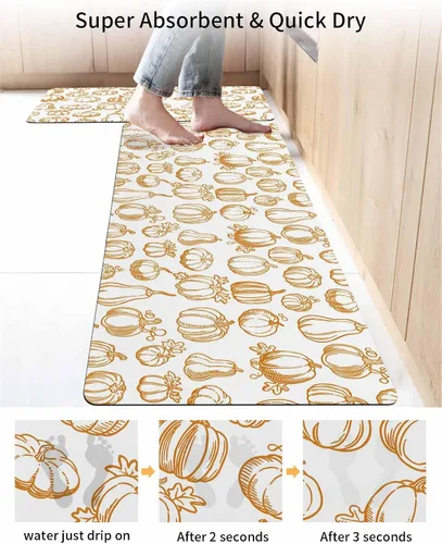 Miniatura 4 de Tapete de baño de otoño para bañera, antideslizante, de secado rápido y absorbente, de tierra de diatomeas, tapete de cocina, calabaza, cosecha