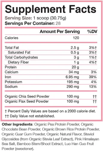 Miniatura 2 de Love Sweat Fitness Proteína en polvo orgánica a base de plantas, chocolate, 28 porciones, 0.71 onzas de proteína, vegano, sin gluten, sin OMG