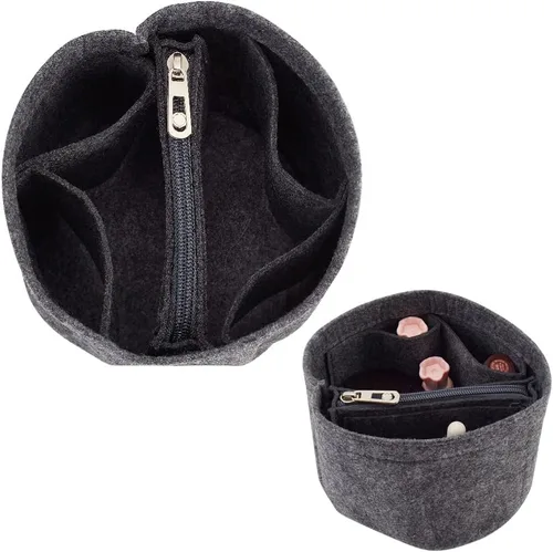 WADORN Inserto organizador de bolso de fieltro, forro de inserción de bolso para LV Cannes, organizador de bolsa redonda con forma de barril, bolsa