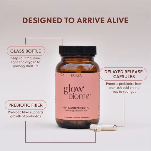 Miniatura 7 de Kuma Glow Biome - Probióticos transparentes para la piel + cápsulas prebióticas, 60 unidades.