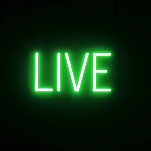 Miniatura 24 de SpellBrite Letrero LIVE Aspecto de letrero en vivo de neón, luz LED azul 13.7 x 6.3 pulgadas