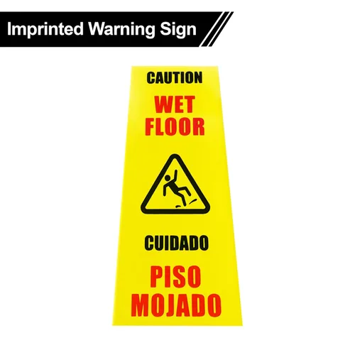 Miniatura 3 de Paquete de 3 conos húmedos de 36 pulgadas, color amarillo brillante de 36 pulgadas, letrero de precaución bilingüe de 4 lados, impresión de suelo