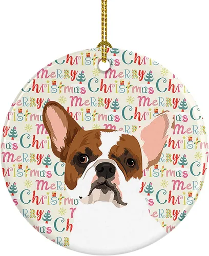 Miniatura 78 de Caroline's Treasures Bulldog Francés Azul de Navidad Adorno de Cerámica Decoraciones Colgantes para Árbol de Navidad para Hogar Navidad, Festividad