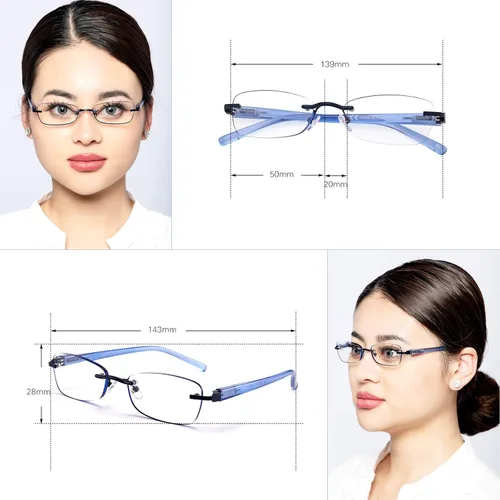 Miniatura 2 de Paquete de 3 lentes de lectura sin montura para mujer, lectores ligeros de bisagra de resorte, anteojos artísticos clásicos y elegantes con UV 400