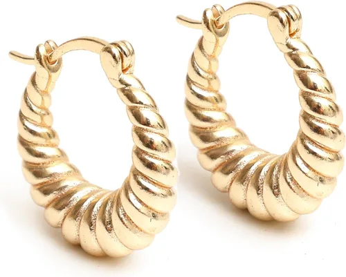 Miniatura 20 de Gempires - Aretes ligeros y gruesos, delicados y minimalistas, hipoalergénicos, chapados en oro, sin deslustre, diseño clásico, para uso diario