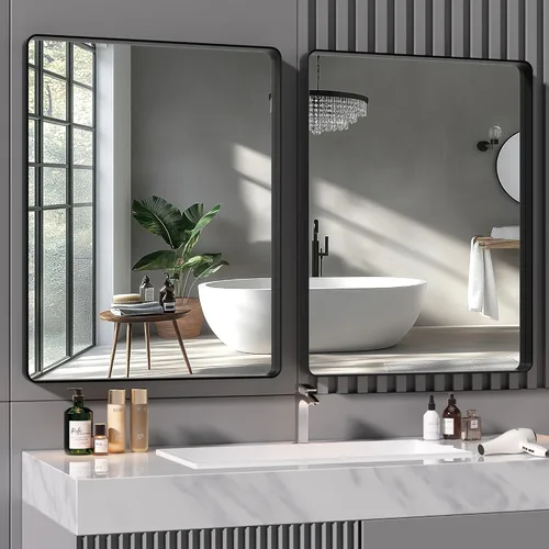 Miniatura 13 de Hasipu - Juego de 2 espejos de baño para pared, espejos de baño con marco de metal negro de 30 x 24 pulgadas para sobre lavabo, espejos