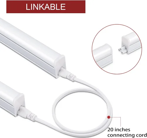 Miniatura 4 de Paquete de 8 luces LED de tienda de 2 pies, 10 W, 1100 lúmenes, 4000 K, luz blanca fría, luz debajo del gabinete y luz de techo LED