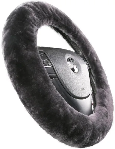 Miniatura 27 de OGLAND - Funda para volante de automóvil de lana de oveja esponjosa suave y esponjosa para vehículo automotriz universal, para mujer y hombre, 14
