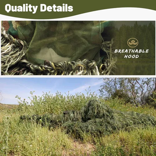 Miniatura 7 de MOPHOTO Traje de caza de camuflaje 3D 5 en 1, chaqueta, pantalones, capucha, bolsa de transporte para adultos y jóvenes, M/L, XL/XXL