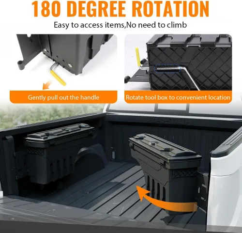 Miniatura 5 de G-PLUS Caja de almacenamiento para caja de camión, caja de herramientas para lado derecho del pasajero, compatible con Toyota Tundra 2007-2020, caja