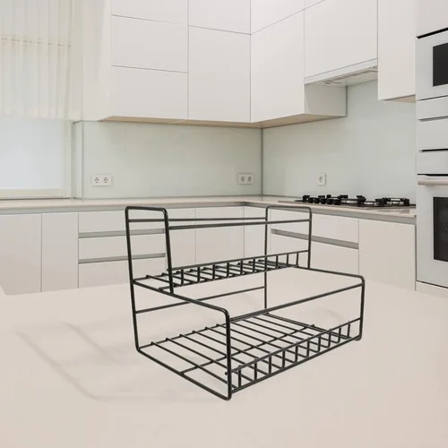 Miniatura 9 de Cabilock Estante para jarabe de hierro de 2 niveles, almacenamiento de especias, organizador de despensa de cocina, encimera, fácil de limpiar
