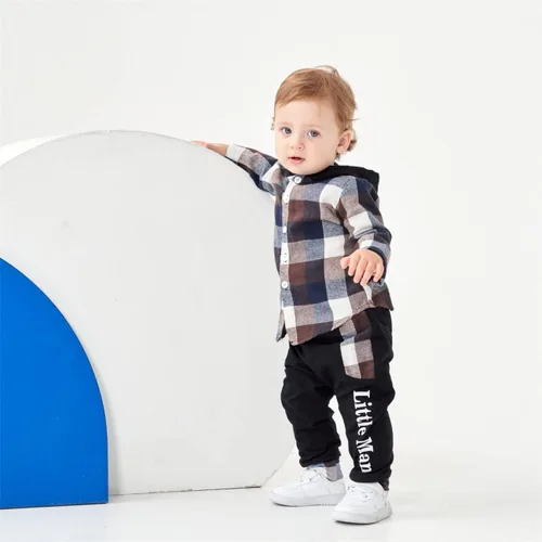 Miniatura 62 de Conjunto de ropa para bebés y niños pequeños, camisa con capucha y pantalones deportivos para otoño e invierno