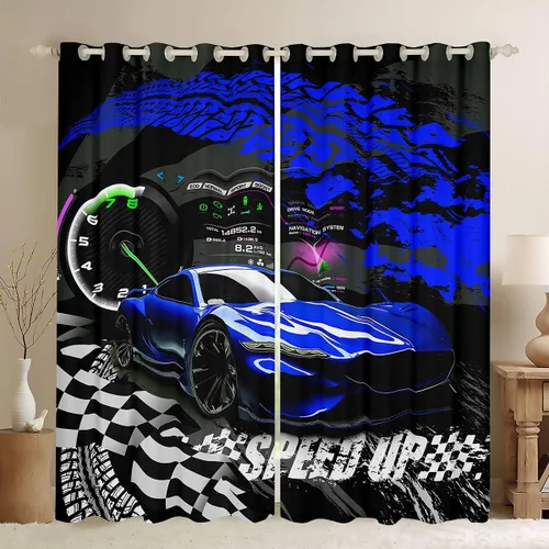 Feelyou Cortinas opacas para niños y niñas, color azul, para automóvil, deportivo, 30 pulgadas, cortinas opacas para ventanas de autos de carreras,
