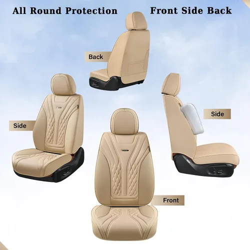 Miniatura 6 de Coverado - Juego completo de fundas de asiento delantero y trasero para automóvil, impermeable, piel de napa, protector, universal, para la mayoría