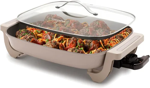 Miniatura 11 de GreenPan Plancha Eléctrica Avanzada de 10.5" x 20" con Cajón Calentador, Revestimiento Antiadherente de Cerámica Saludable Libre de PFAS, Control