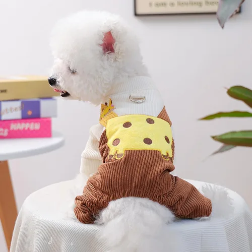 Miniatura 40 de Ropa de invierno para perros, camisas a cuadros para mascotas, elegante mono con babero para perros pequeños, lindos dibujos animados, monos
