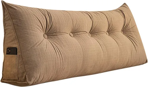 Miniatura 10 de Almohada grande de cuña de lectura, cojín de terciopelo para cabecero, respaldo triangular, color liso, para cama de día, litera, dormitorio