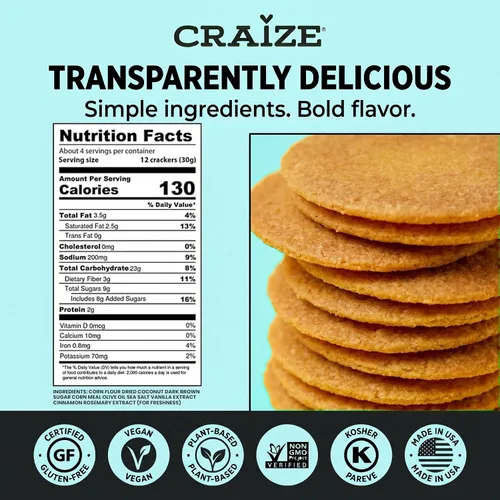 Miniatura 2 de Craize Patatas fritas de coco, sin gluten, veganas, kosher, galletas de maíz tostadas 4 onzas cada una