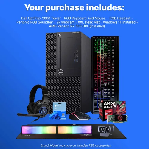 Miniatura 2 de Dell OptiPlex 3060 Torre PC Intel Core i5-8500 32 GB de RAM NVME M.2 de 250 GB + SSD de 1 TB Nvidia RX 550 4GB Windows 11 Pro AX200 WiFi