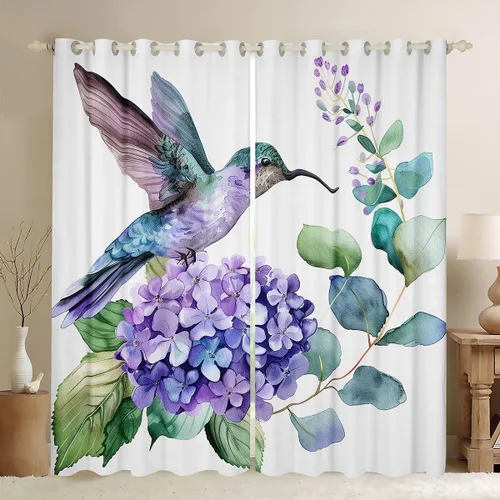Miniatura 16 de Erosebridal Cortinas y cortinas ligeras de mariposas azules para niños y niñas, hojas de eucalipto para sala de estar, dormitorio, jardín, vida Azul