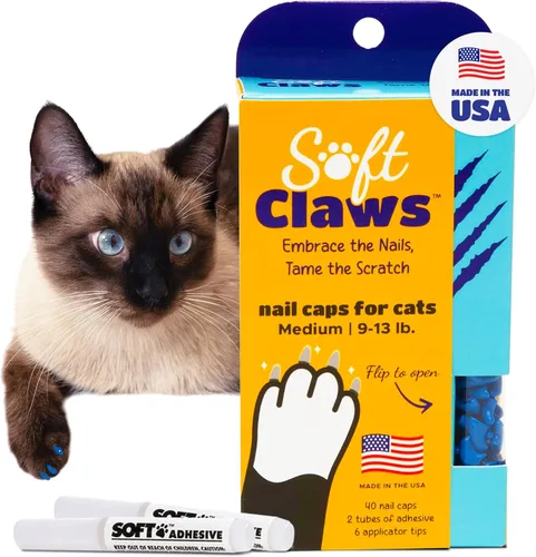 Miniatura 25 de Tapas de uñas Soft Claws para gatos pequeños – (40 tapas, negro) - Fabricado en EE. UU. - Desarrollado por veterinarios, no tóxico Protege muebles
