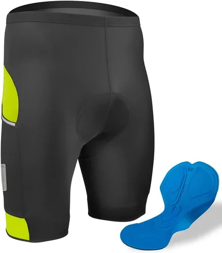 Pantalones cortos de ciclismo acolchados todo el día para hombre Bolsillos laterales reflectantes de malla Fabricado en Estados Unidos