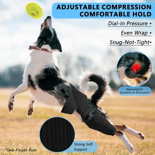 Miniatura 5 de Rodillera para perro para desgarro del ligamento cruzado anterior, soporte elástico, estabilizador de compresión ajustable, neopreno transpirable