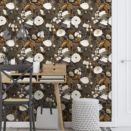 Miniatura 3 de Laatse Papel tapiz floral para despegar y pegar de 17.5 x 118 pulgadas, papel de contacto de flores bohemias, autoadhesivo, extraíble, impermeable