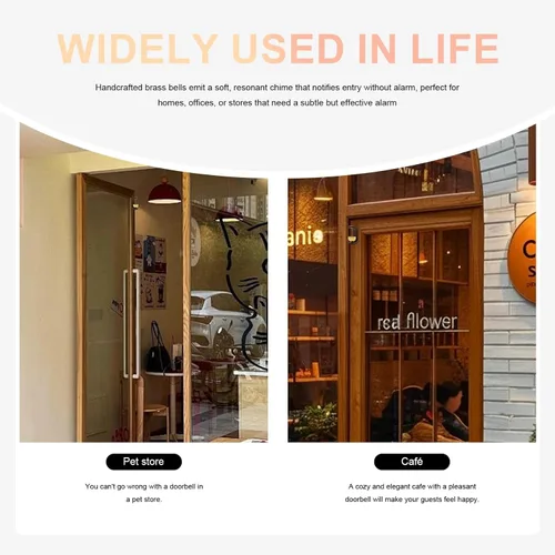 Miniatura 7 de Campanas magnéticas para puerta, paquete de 2 campanas de viento de madera para apertura de puertas, alerta de entrada adhesiva inalámbrica