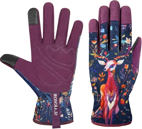 Miniatura 14 de Guantes de jardín de cuero para mujer, guantes de trabajo a prueba de espinas para desmalezar, cavar, plantar, podar guantes de jardín