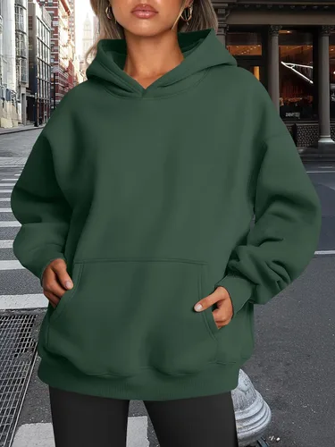 Miniatura 114 de Trendy Queen - Sudaderas extragrandes con capucha para mujer, suéteres de manga larga, sin botones, de vellón, de otoño, ropa de invierno