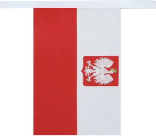 Miniatura 3 de AZ FLAG Polonia con águila 13.1 ft BUNTING Flag 20 banderas 6'' x 4'' - Escudo de armas polaco Banderas de cuerda 3.9 x 5.9 in