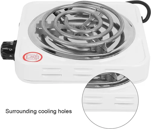 Miniatura 7 de 1000 W de una sola bobina eléctrica portátil con quemadores grandes, quemador eléctrico de una sola quemador de cocina quemador de hierro fundido
