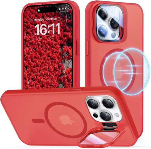 Miniatura 21 de Funda para iPhone 14 Pro, protección contra caídas de grado militar, compatible con MagSafe, soporte integrado y protector de lente de cámara, funda